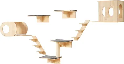 Image de Mur d'escalade pour chats - Lit pour chats - Etagère pour chats set de 7 pour jouer activement et se détendre