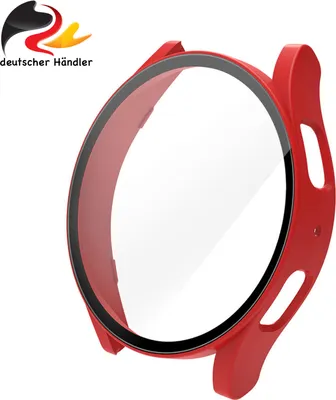 Produktbild von 2 in 1 Display Panzerglas & Schutzhülle Case Cover für Samsung Galaxy Watch 4, 40 mm - Rot