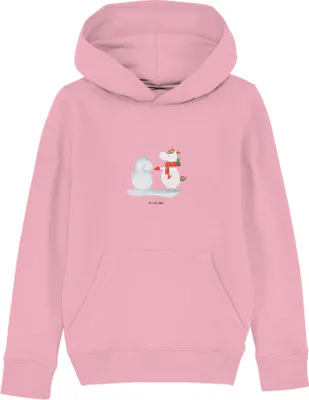 Produktbild von Mr. & Mrs. Panda Kinderpullover Einhorn Schneemann 9-11 Jahre (134/146) - Baumwolle Pink - Geschenk, Kinderbekleidung, Unicorn, Hoodie, Sweatshirt, Weihnachten, Kuchen