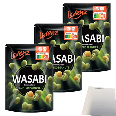Produktbild von Lorenz Wasabi Erdnüsse 3er Pack (3x100g Beutel) + usy Block