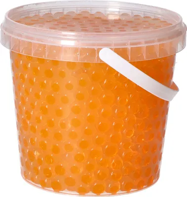 Produktbild von trendfinding 1 Liter Eimer Aqualinos Hydroperlen, Größe 0,8 bis 1,2 cm, Orange
