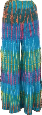 Produktbild von Weite Batikhose, Unikat Boho Schlaghose, Yogahose, Marlenehose - Petrol, Damen, Blau, Viskose,Elasthan, Shorts, Leggings
