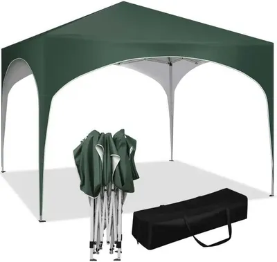 Produktbild von BukkitBow – Partyzelt mit runder Kante – faltbares Zelt – wasserdicht und wetterfest – Gartenpavillon – 300 x 300 cm – Grün