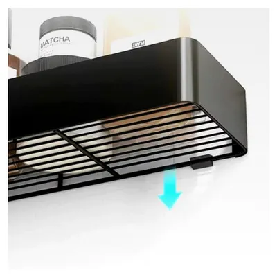 Produktbild von Duschablage 2-teilig ohne Bohren – Schwarzes Duschregal mit 8 Haken – Bad- und Küchenregal zum Kleben – Halterung und Organizer für Badezimmer und Küche – Schwarzes Badregal