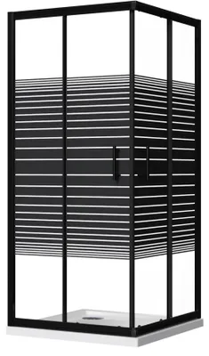 Immagine prodotto di Box Doccia Angolare 2 Ante Scorrevoli 80x80 cm in Cristallo 6 mm H185cm Profilo Nero