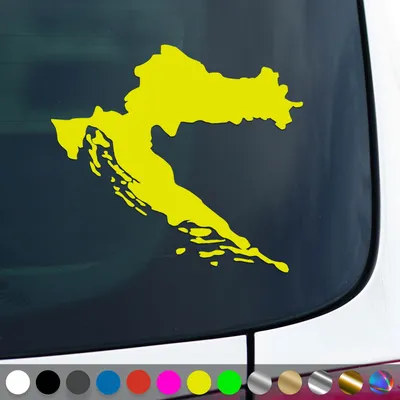 Produktbild von PantherPixel Kroatien Aufkleber Karte Umriss Croatia Hrvatska Sticker Auto Geschenkidee Farbe Neon-Gelb