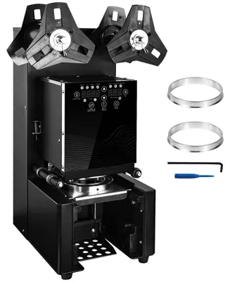 Image de Machine de scellage de gobelets SucceBuy, débit de 500 à 650 gobelets/heure, appareil de scellage pour gobelets de 190 mm de hauteur et de 90/95 mm de diamètre, scelleuse électrique avec écran LCD, idéale pour le bubble tea, le lait infusé et le café