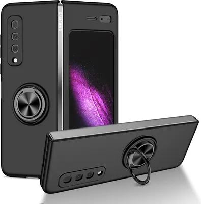 Produktbild von Samsung Galaxy Fold Hülle, Dünn Hart PC Schutzhülle mit Ringhalter Ständer für Samsung Galaxy Fold 2019 Schwarz