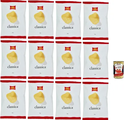 Produktbild von San Carlo Classica Chips Patatine Kartoffelchips gesalzen 12x 190g Kartoffel chips + Italian Gourmet polpa 400g