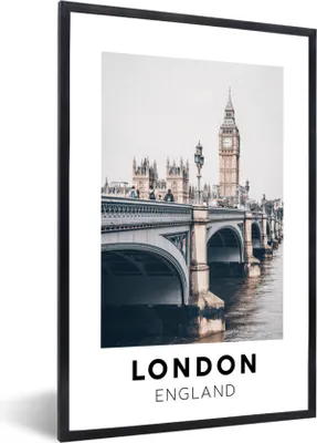 Produktbild von MuchoWow® Gerahmtes Poster London - England - Brücke 60x90 cm - Poster mit Schwarzem Bilderrahmen Wandposter Rahmen Foto Bilder - Kunst