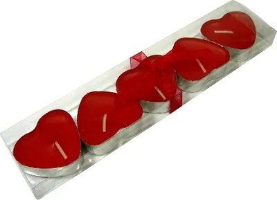 Produktbild von 5 Herz Teelichter Alubecher Rot Teelicht Kerzen Herzform Hochzeit Geschenkbox