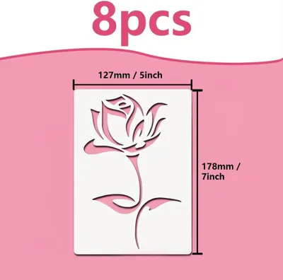 Imagen del producto de Juego de plantillas de 8 piezas, con motivos florales, de aproximadamente 17,7 x 12,7 cm, para scrapbooking