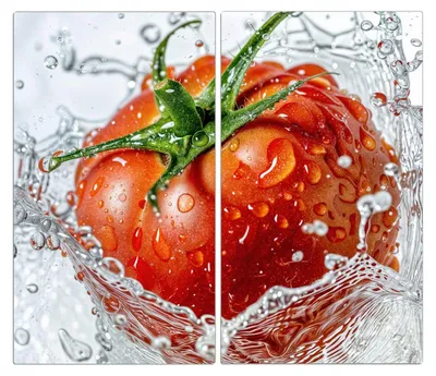 Produktbild von Spritzschutz Herdabdeckplatte Schneidebrett aus Glas Tomate im Wasser 2-Teilig (60x52cm)