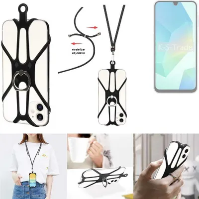 Produktbild von K-S-Trade 3in1 Handykette Handyband Handykordel Halsband Smartphone-Ring Handy-Ring kompatibel mit Samsung Galaxy A16 4G Fingerhalterung Handyring