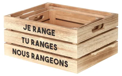 Immagine prodotto di Set di 3 contenitori, dimensioni 32 x 25 x 15 cm, in legno, color beige e nero, ideali per la cucina