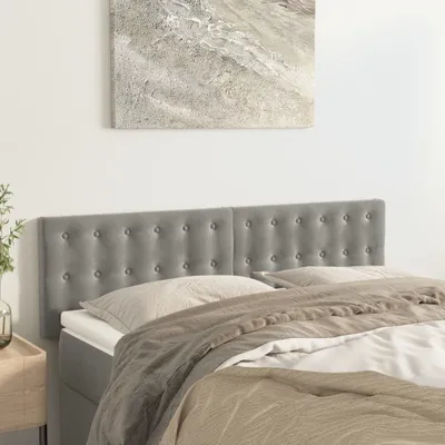 Produktbild von The Living Store Kopfteile 2 Stk. Hellgrau 72x5x78/88 cm Samt