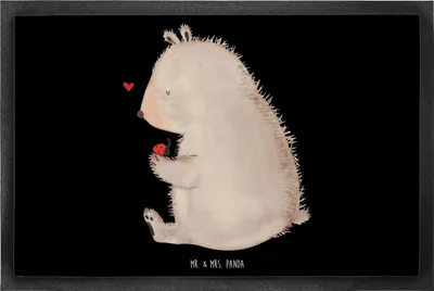 Produktbild von Mr. & Mrs. Panda Schmutzmatte Bär Marienkäfer 60 x 90 cm - Schwarz - Geschenk, Fussmatte, teppichmatte, Freiheit, fußmatte, Sauberlaufmatte, Schmutzfangmatte, Liebe