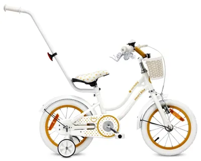 Image de Vélo pour filles SUN BABY Heart Bike 14 pouces, à partir de 3 ans, avec roues d'appoint, barre de poussée amovible, panier, sonnette, frein à rétropédalage et frein V-Brake