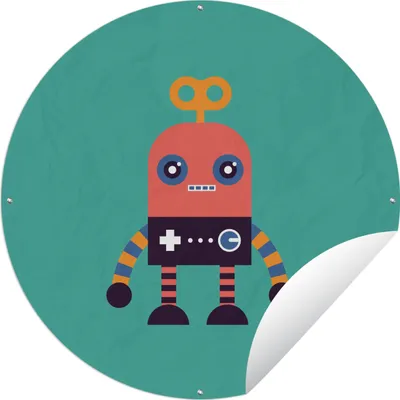 Produktbild von MuchoWow® Gartenposter Outdoor-Poster Rund Roboter - Spielzeug - Gesicht - Rosa - Jungen - Kinder Ø 120 cm Gartendeko Rundes Poster draußen
