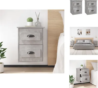 Obrázok produktu pre vidaXL Nástenné nočné stolíky 2 ks. Betónová sivá 41,5x36x53 cm - Nočné stolíky