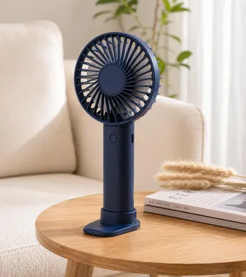 Produktbild von Handventilator Tragbarer Mini Ventilator mit Handyhalter Tischventilator mit Akku aufladbar Dunkelblau