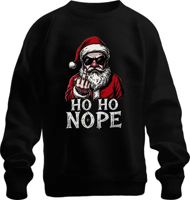 Immagine prodotto di HO HO NOPE Babbo Natale dito medio sarcastico divertente pullover felpa unisex, nero, S