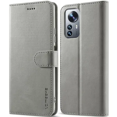 Immagine prodotto di Custodia per Xiaomi 12 Pro, flip case in pelle con chiusura magnetica e supporto, custodia protettiva Grigio