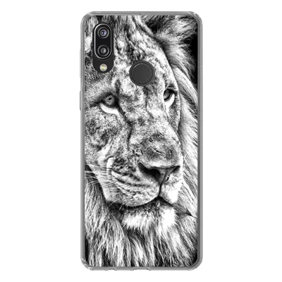 Produktbild von MuchoWow® Handyhülle Schutzhülle Hülle für Huawei P20 Lite (2020) Porträt - Löwe - Schwarz und weiß Silikon Softcase Handy Hülle - Kartenhalter