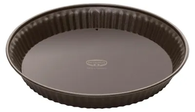 Quicheform Ø 28 cm mit Antihaft-Ring und Emaille-Boden, braun