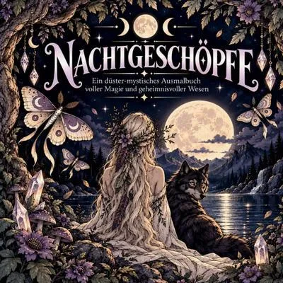 Produktbild von Malbuch für Erwachsene: Nachtgeschöpfe mit runden und quadratischen Motiven, 20 cm breit