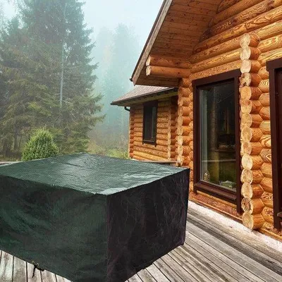Productafbeelding van Unyqoos® beschermhoes voor tuinmeubels, waterdicht, 125x125x71 cm, ademend polyethyleen – beschermhoes voor tafel en stoelen, UV-bestendig, met ventilatieopeningen