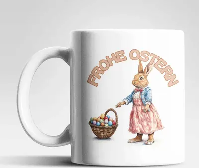 Produktbild von Ostern Hase Ostereier Kaffeetasse Teetasse Tasse Geschenkidee 325 ml – Hase-01