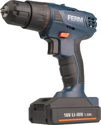 Produktbild von FERM – Akku-Bohrmaschine – 16V – 1,5Ah – mit LED-Arbeitslicht