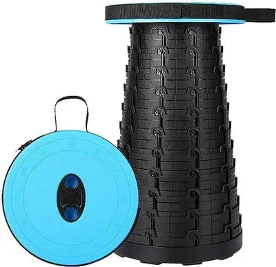 Obrázek produktu pro Lehká skládací židle, vhodná do stanu i na kempování, teleskopické nastavení výšky, nosnost až 180 kg, modrá, pro vnitřní i venkovní použití