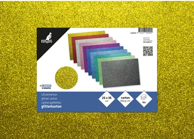 Produktbild von kangaro Glitterkarton 250 x 350 mm 10-farbig sortiert