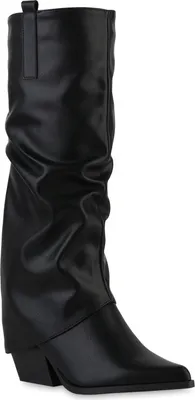 Produktbild von VAN HILL Damen Gefüttert Cowboystiefel Stiefel Spitz Schuhe 841793, Farbe: Schwarz, Größe: 37
