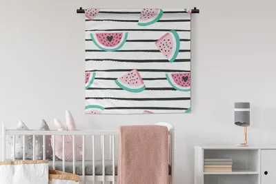 Produktbild von MuchoWow® Wandteppich Wandbehang Sommer - Wassermelone - Herzen 90x90 cm Tapisserie Dekoration Wandtuch - Wandaufhänger