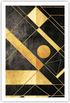 Produktbild von Poster - Poster ohne Rahmen - Golden Schwarz Figuren - 61x91,5 cm - Wand Bild - Wanddeko - Wandbilder - Kunstposter - Wandposter - Bilder - Kunstdruck - Wanddekoration - Wandbild - P2XPA61x91-5089