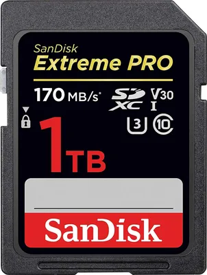 Produktbild von SanDisk Extreme PRO 1 TB SDXC-Speicherkarte mit bis zu 170MB / s, UHS-1, Klasse 10, U3, V30