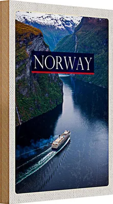 Produktbild von Holzschild Reise 20x30cm Norwegen Kreuzfahrt Reise Meer Gebirge