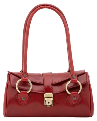 Immagine prodotto di Borsa a mano, modello bauletto, in vera pelle di vacchetta, produzione italiana