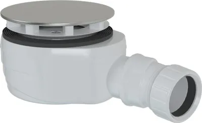 Zdjęcie produktu dla Syfon brodzikowy, średnica 90 mm, DN40, niski, pokrywa z polerowanej stali nierdzewnej