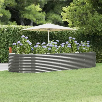 Obrázek produktu pro vidaXL Zvýšená postel šedá 367x140x68 cm Pozinkovaná ocel