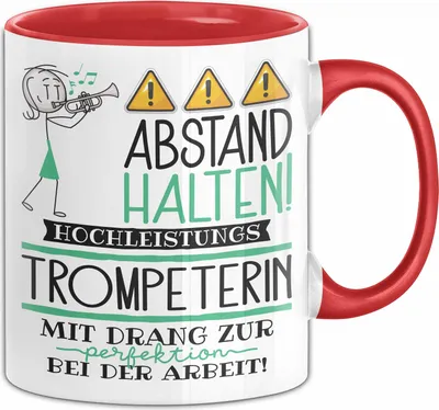 Produktbild von Trompeterin Tasse Geschenk Lustig Abstand Halten Hochleistungs-Trompeterin Mit Drang Zur Perfektion Bei Der Arbeit (Rot)
