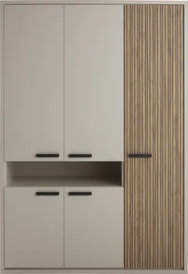 Produktbild von Kleiderschrank 5-türig Chasmere topmatt Strippedwood Holznachbildung mit Einlegeböden und Kleiderstange