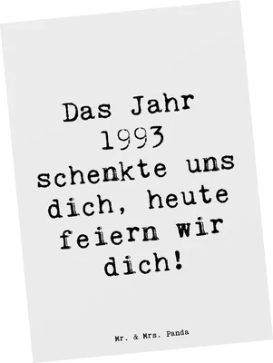 Produktbild von Mr. & Mrs. Panda Postkarte Spruch 1993 Geburtstag - Weiß - Geschenk, Fotokarte, feiern, Ansichtskarte, Geburtstagsgeschenk, besondere Momente, Happy Birthday, Alter