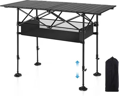 Imagen del producto de Mesa plegable para camping, mesa plegable, mesa de camping con altura ajustable