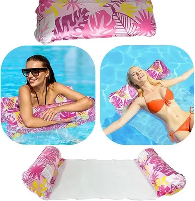 Zdjęcie produktu dla Hamak wodny Materac pływacki Nadmuchiwany basen Leżak z siatką 130x70cm