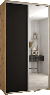 Produktbild von MEBLE KRYSPOL Cannes 3 Schrank mit 2 Schiebetüren - 205,2x130x45 cm - Artisan Schwarz Silber