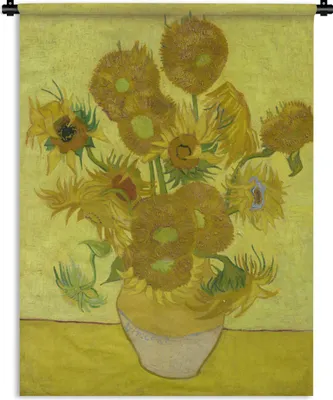 Produktbild von MuchoWow® Wandteppich Wandbehang Sonnenblumen - Vincent van Gogh 120x160 cm Tapisserie Dekoration Wandtuch - Wohnzimmer - Moderne